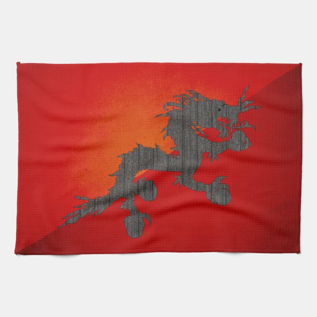 Monokrom Bhutan flagga Kökshandduk (Horisontell)
