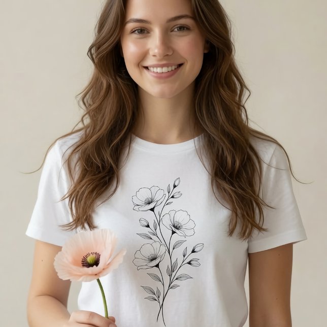 Monokrom blomma t shirt (Skapare uppladdad)