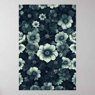 Monokrom Blommigt Elegance: Black and White Poster