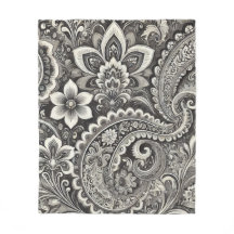 Monokrom Blommigt Paisley Black & White