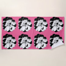 Monokrom Blommigt Repetera utjämnningshandduk