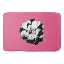 Monokrom Blommigt Rosa Pop Bath Mat