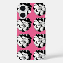 Monokrom Blommigt Rosa Pop Phone Case