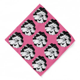 Monokrom Blommigt Upprepa Mönster Bandana