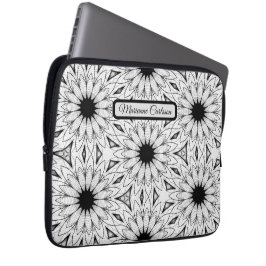 Monokrom blommor Mönster Laptop sleeve