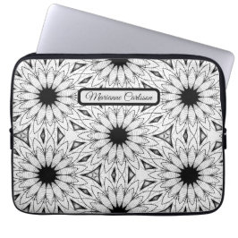 Monokrom blommor Mönster Laptop sleeve