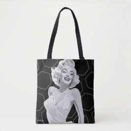 Monokrom blond från 50-talet över svarta hexagoner tygkasse