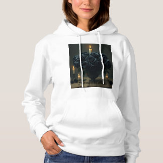 Monokrom Bloom - vit hodie med svart Blommigt T Shirt