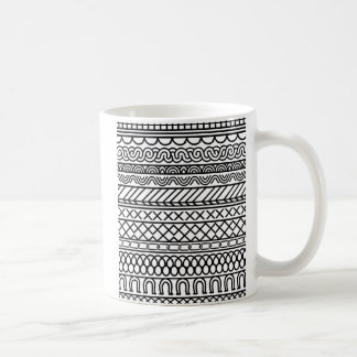 Monokrom Boho-stickad sampler | Tribal geometrisk Kaffemugg