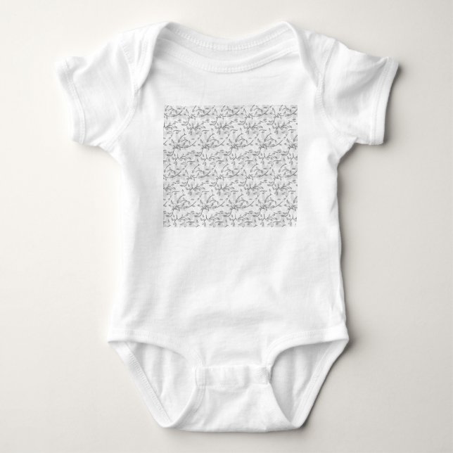 Monokrom Botaniska Mönster T Shirt (Framsida)