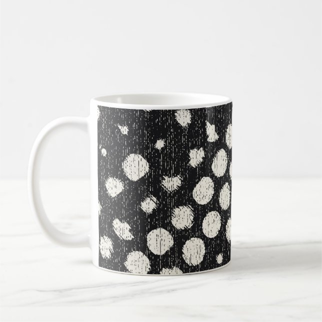 Monokrom brutna punkter med borstad texturerad bak kaffemugg (Vänster)