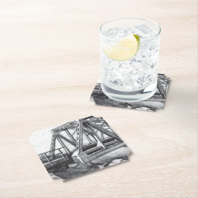 Monokrom bryggpencilart underlägg papper (Insitu)