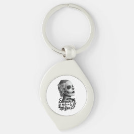 Monokrom Calavera Swirl Silverfärgad Nyckelring