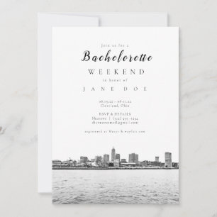 Monokrom Cleveland Bachelorette Party-inbjudan Inbjudningar