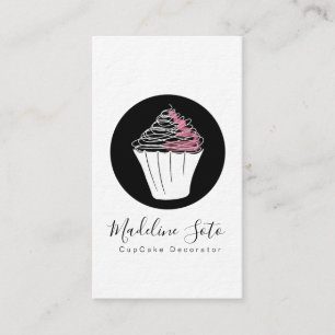 Monokrom Cupcake Bakning Tårta Dekoratör Visitkort