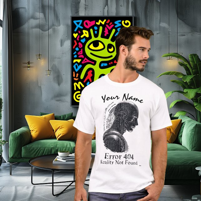 Monokrom Cybermänniska – Anpassat Namn Fel 404 T Shirt (Skapare uppladdad)