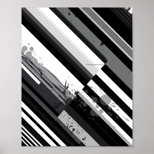 Monokrom Diagonalt Abstrakt Poster