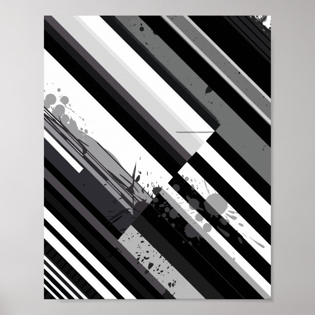 Monokrom Diagonalt Abstrakt Poster (Framsidan)