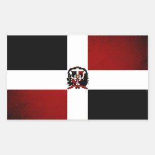 Monokrom Dominikanska republiken Flagga Rektangulärt Klistermärke