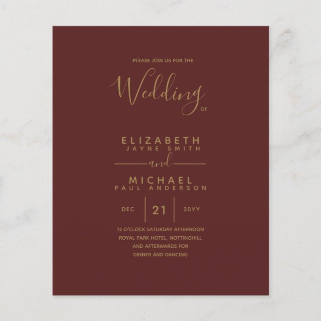 Monokrom Dubbla-sidig Elegant i BUDGET Guld Flygblad (Framsidan)