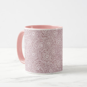 Monokrom Dusty Rosa-blommor Mugg