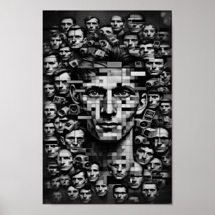 Monokrom dystopisk kontroll - Fragmenterad frihet Poster