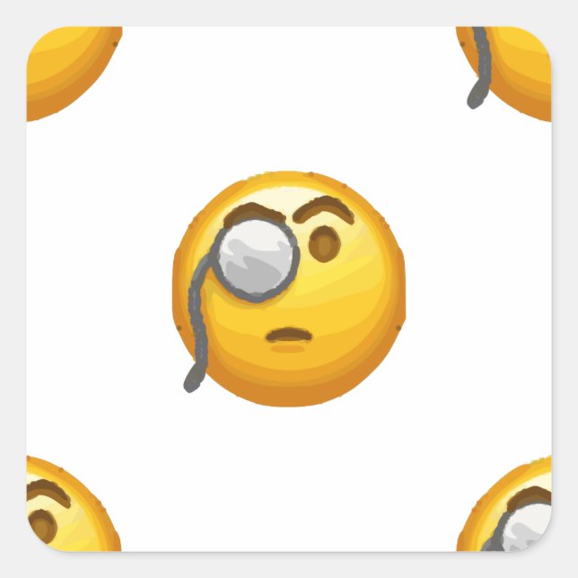 monokrom emoji fyrkantigt klistermärke (Framsida)
