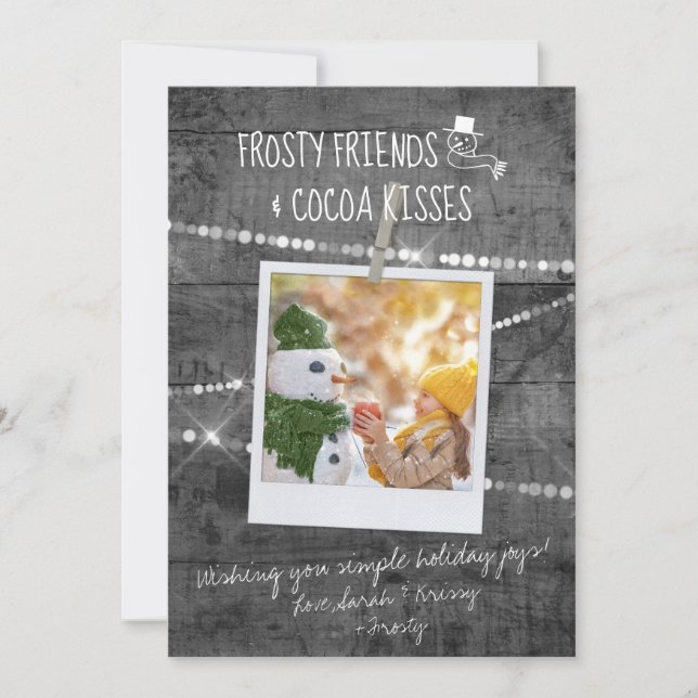 Monokrom Färg-pop, fryst Snögubbe-kort för vänner (Framsida)