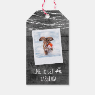 Monokrom Färg Pop Rustic Photo 2-Sided Reindeer Presentetikett