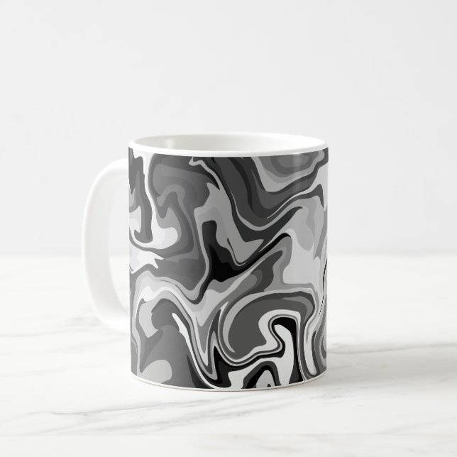 Monokrom Fluid Swirl-design Kaffemugg (Framsida vänster)