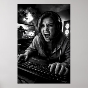 Monokrom frenzy spelare porträtt poster