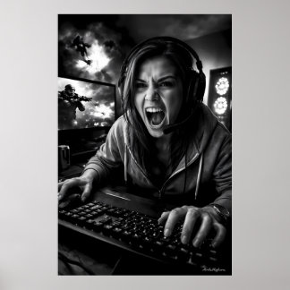 Monokrom frenzy spelare porträtt poster