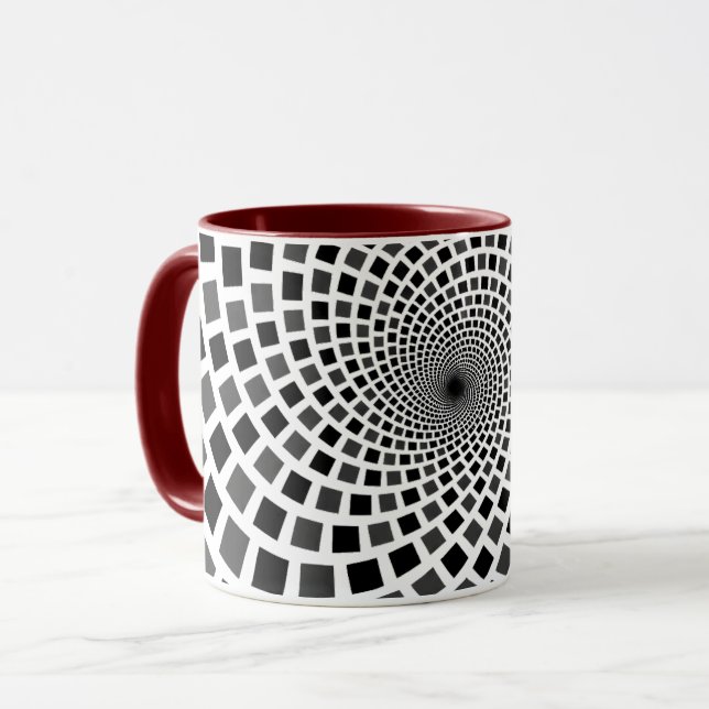 Monokrom Fyrkantig Virvel Mugg (Framsida vänster)