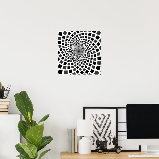 Monokrom Fyrkantig Virvel Poster (Hemmakontoret)