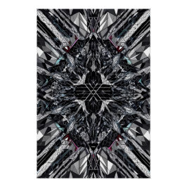 Monokrom geometri: Abstrakt Polygonal Nexus D-4 Perfect Poster