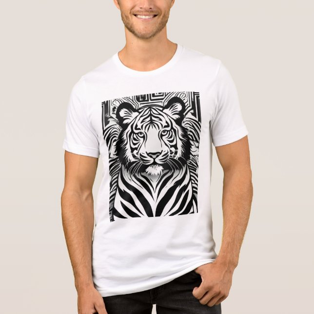 Monokrom geometrisk lejonlogotyp T-shirt  (Framsida)