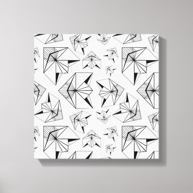 Monokrom. Geometrisk ornament. Svartvit Canvastryck (Framsida)