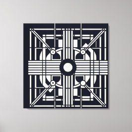 Monokrom geometrisk symmetri - Abstrakt Line & Ci Canvastryck