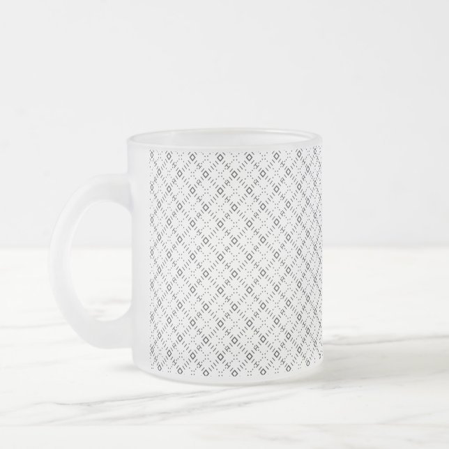 Monokrom geometrisk textur|Sömlös diamantlook Frostad Glasmugg (Vänster)