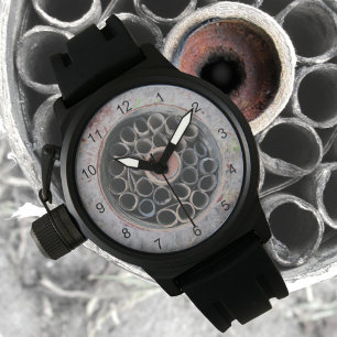 Monokrom Grått-cirklar i Concentric Mönster Armbandsur