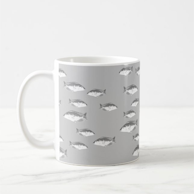 Monokrom grått-fisk kaffemugg (Vänster)