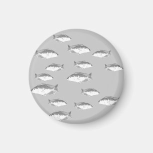 Monokrom grått-fisk magnet