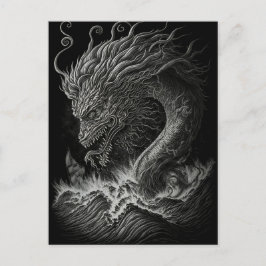 Monokrom grekisk mytologi Kraken Sea Monster Vykort