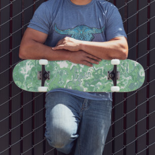 Monokrom grön marmor mini skateboard bräda 18,5 cm