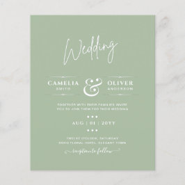 Monokrom Grönt för BUDGET Bröllop Sage Apple-fil Flygblad