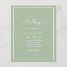 Monokrom Grönt för BUDGET Bröllop Sage Apple-fil Flygblad
