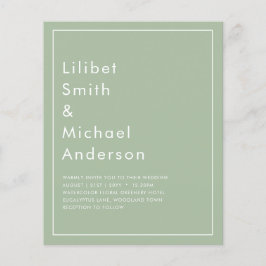 Monokrom Grönt för BUDGET Bröllop Sage Apple-fil Flygblad