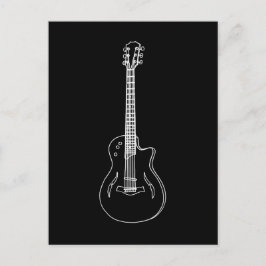Monokrom Halvakustisk Gitarr Linjeteckning Vykort
