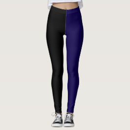 Monokrom Halvt Svart Halvt Djupblått Leggings