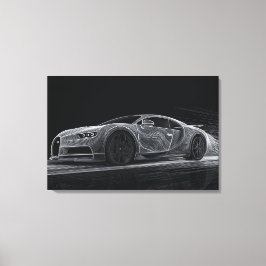 Monokrom Hastighet | Bilkonst (76 cm x 51 cm) Canvastryck
